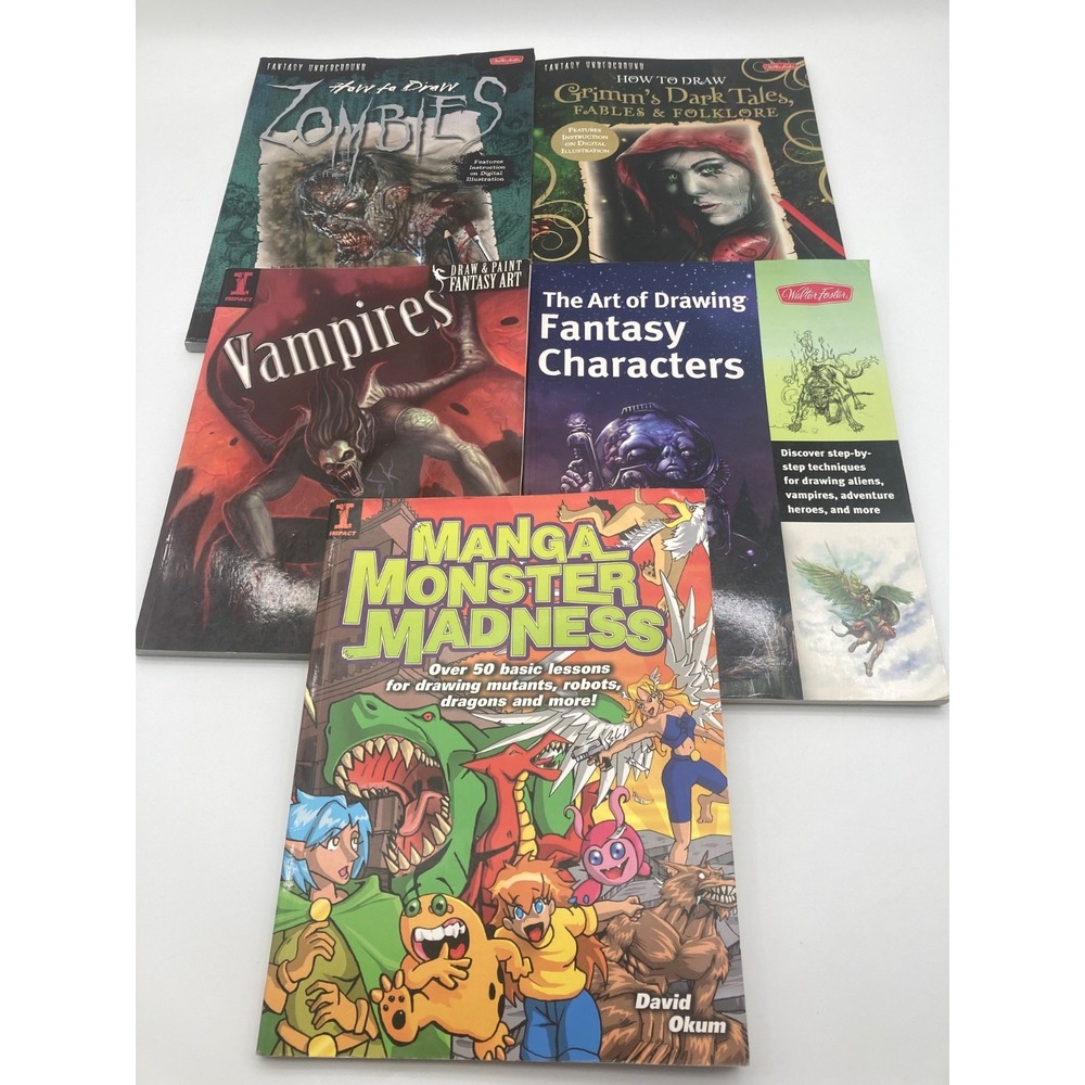 How to Draw Fantasy Art Books Lot 5 Zombies Vampires Grimm Manga Monsters
